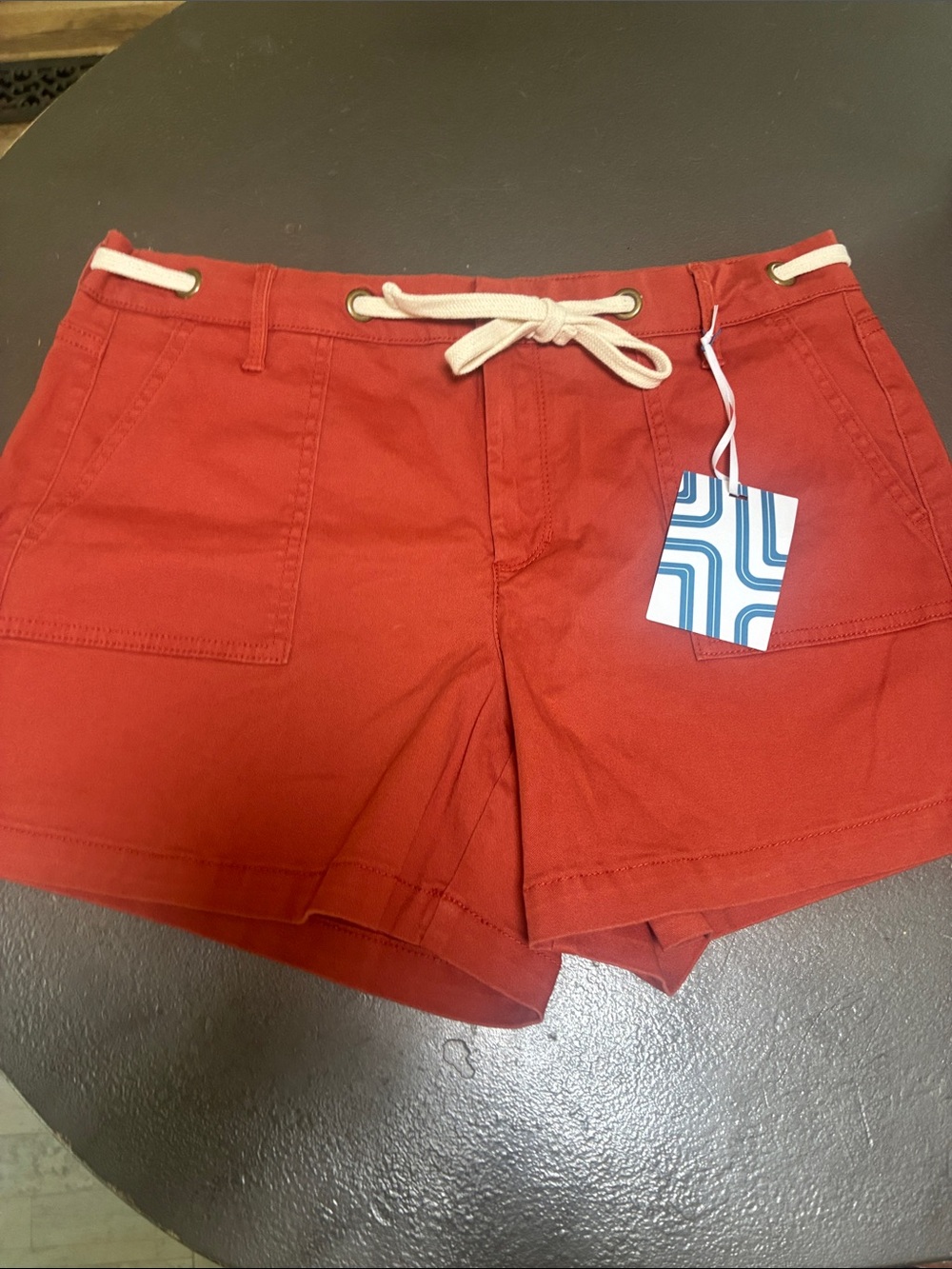 New!!! Market & Spruce Rust Red High-Waist Drawstring Shorts